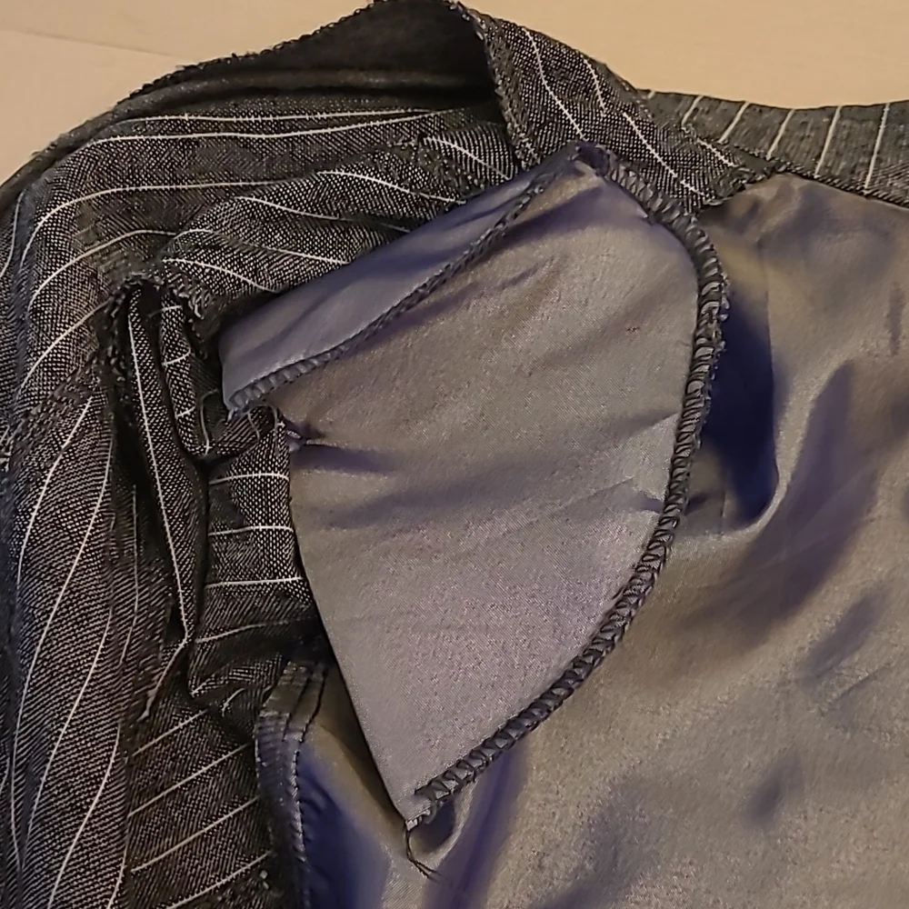 EUC VTG Mandee Linen/Cotton Blend Pinstriped Blazer - Picture 9 of 11